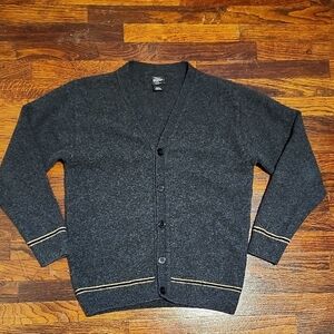 Wizarding World Of Harry Potter Hogwarts Charcoal 100% Lambswool Cardigan Lrg
